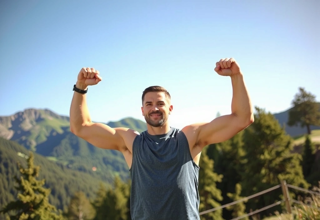 Strong, healthy man exercising outdoors, representing men's vitality.